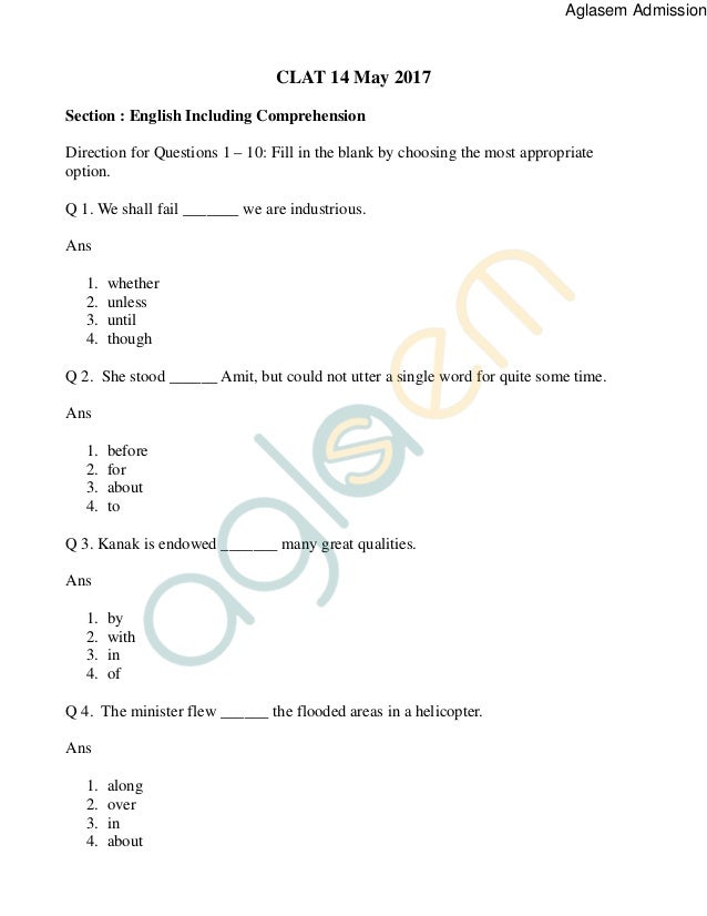 Clat Question Papers Pdf
